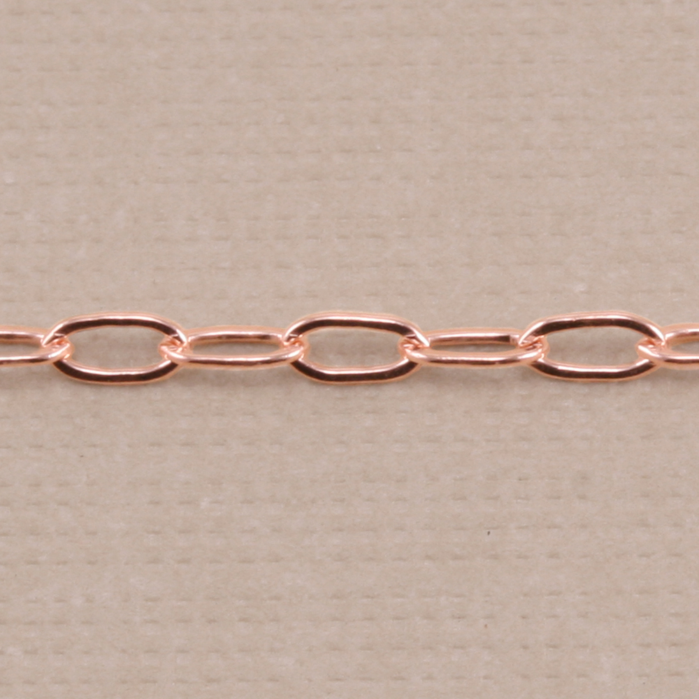 Chain & Clasps Rose Gold Filled Drawn Cable Chain 3.5mm x 2mm, by the Inch
